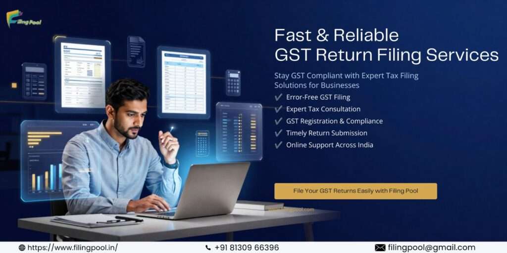 Professional GST return filing services in India helping businesses with GST compliance, GSTR-1, GSTR-3B, annual GST returns, and tax filing solutions.